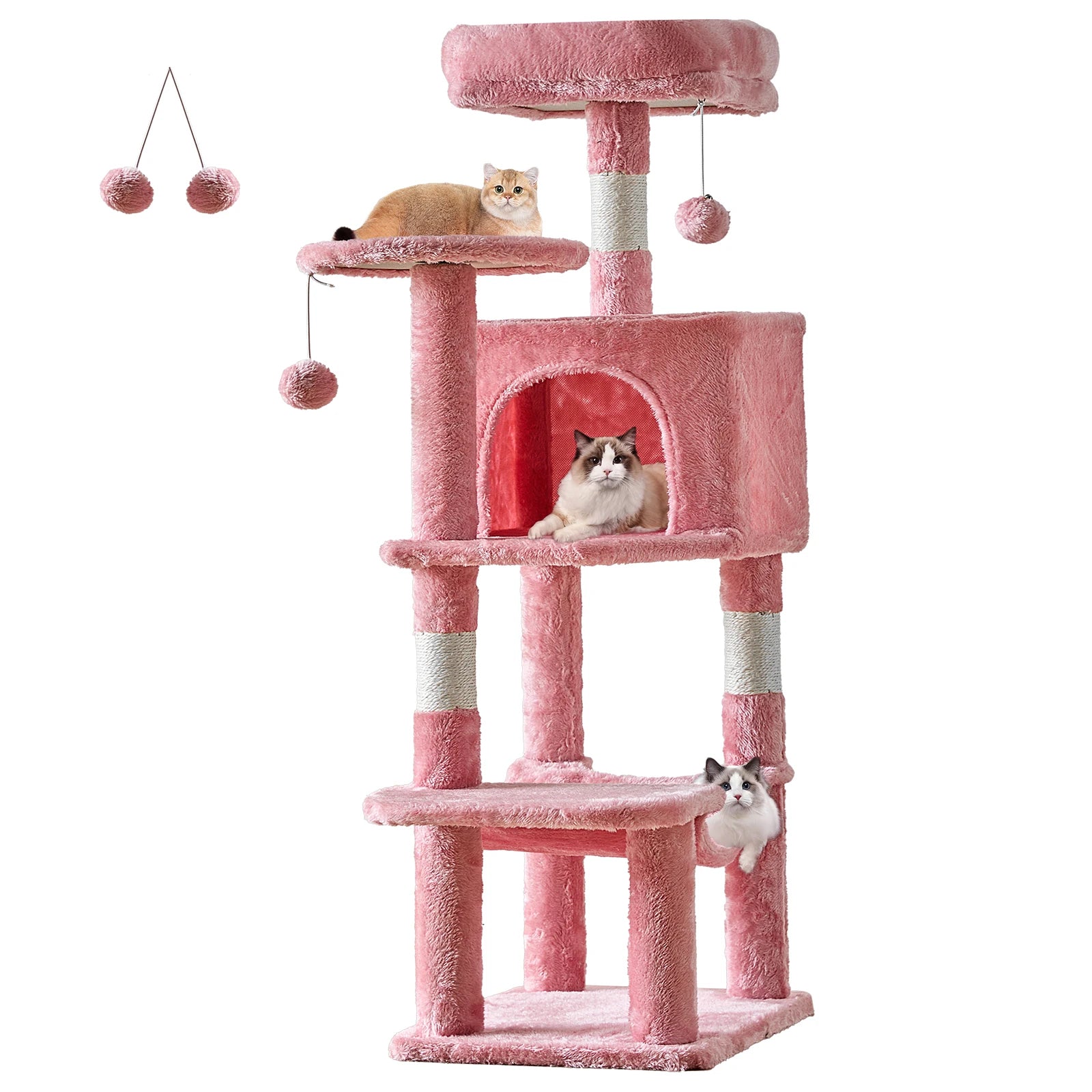 44in Cat Tree With Condo and Scratch Posts
