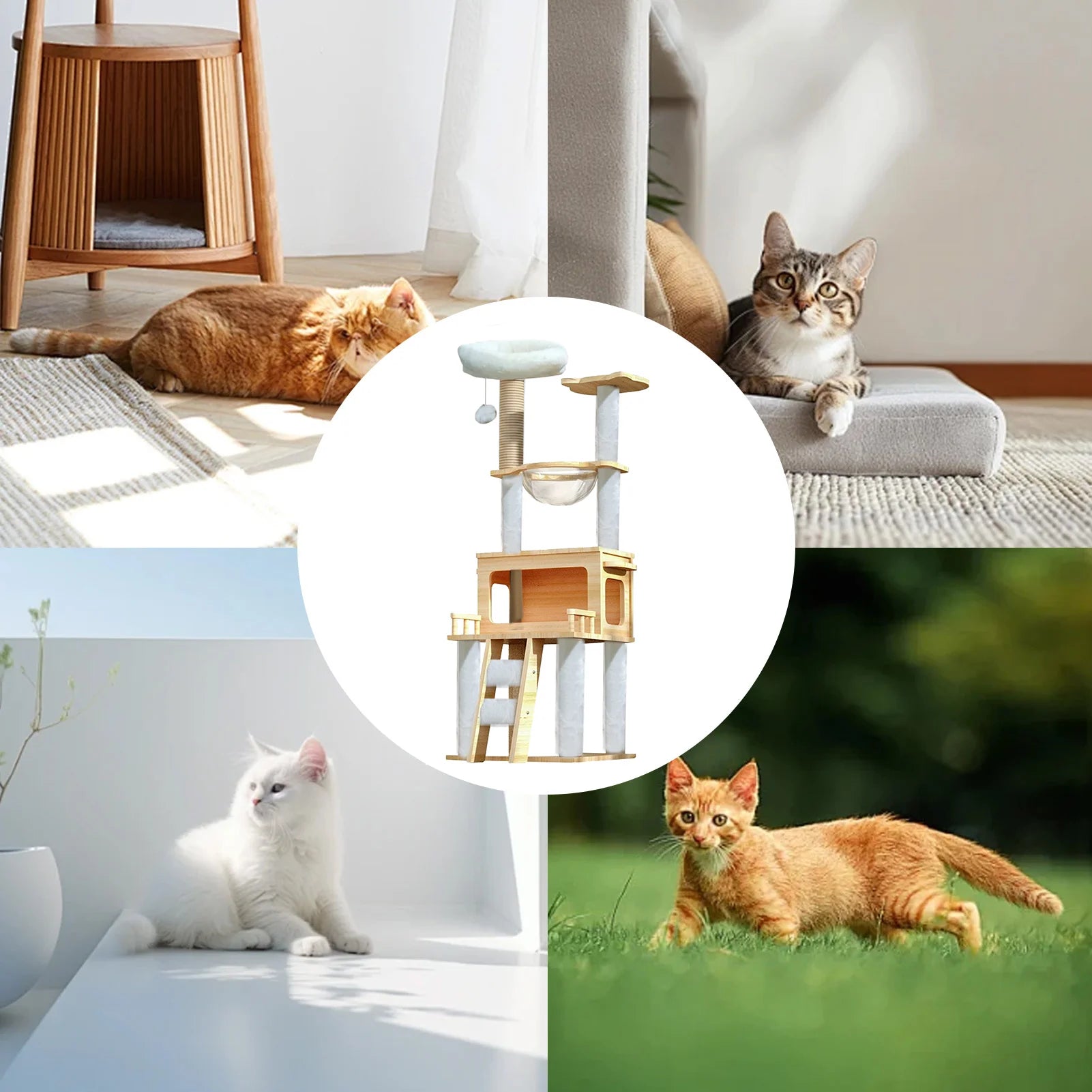 57.8 Inch Cat Tree Tower With Perch Condo and Scratch Posts