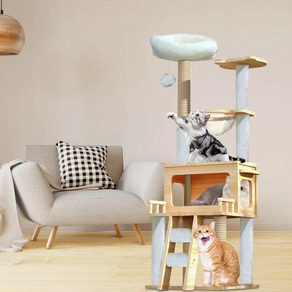 57.8 Inch Cat Tree Tower With Perch Condo and Scratch Posts
