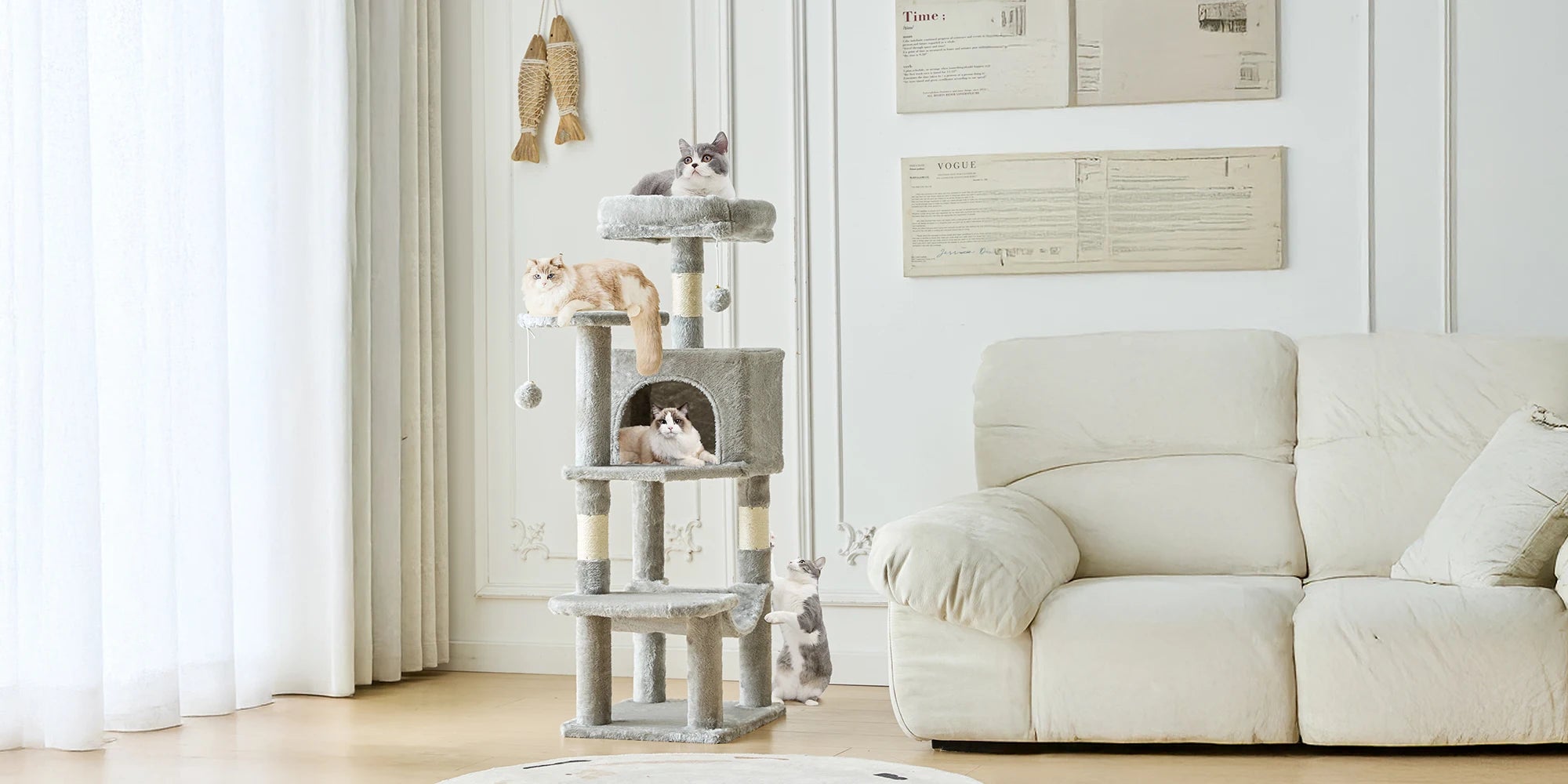 44in Cat Tree With Condo and Scratch Posts