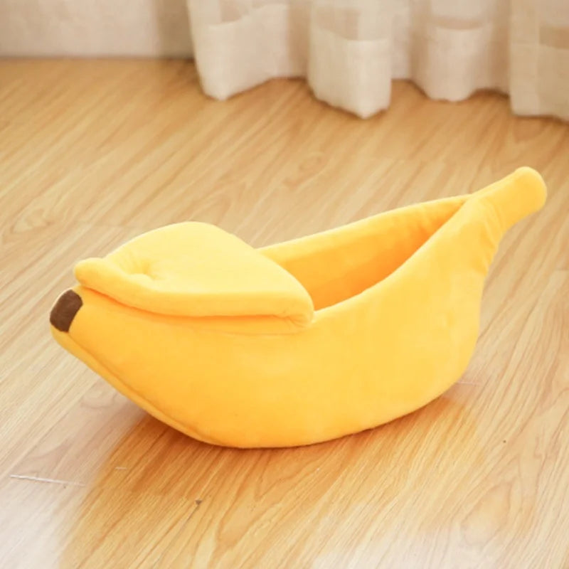 Banana shaped cat bed with lid