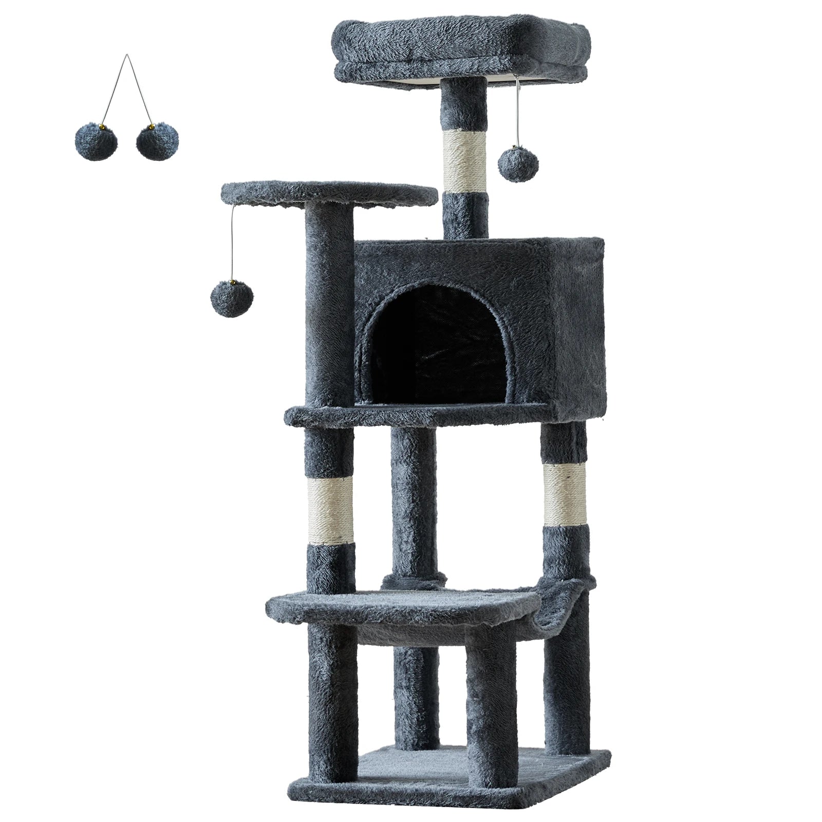 44in Cat Tree With Condo and Scratch Posts