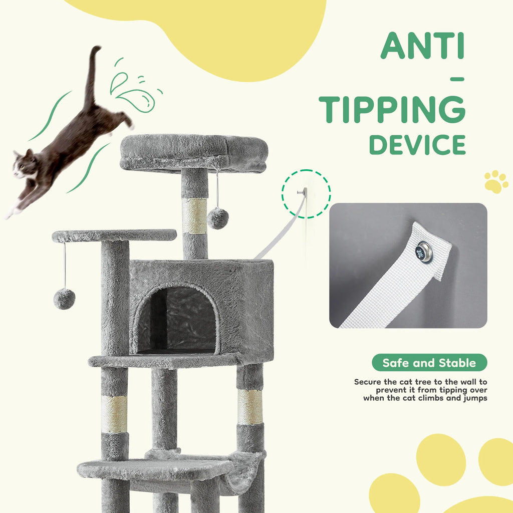 44in Cat Tree With Condo and Scratch Posts
