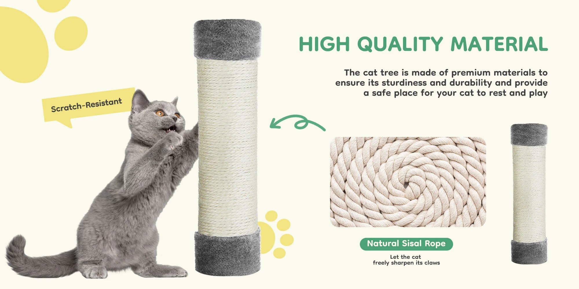 44in Cat Tree With Condo and Scratch Posts