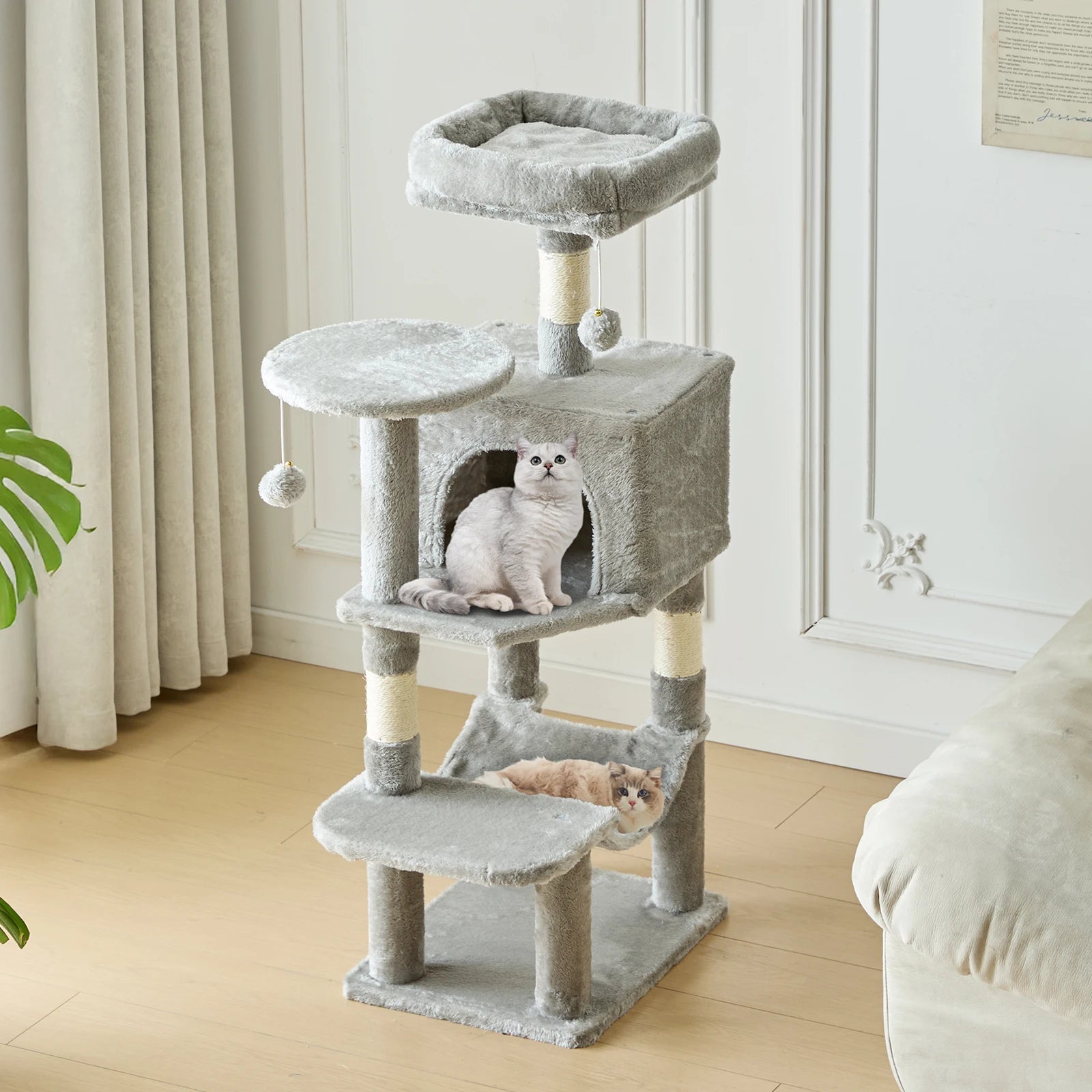 44in Cat Tree With Condo and Scratch Posts