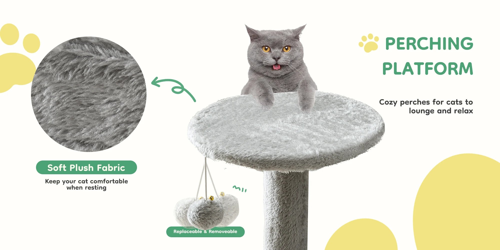 44in Cat Tree With Condo and Scratch Posts