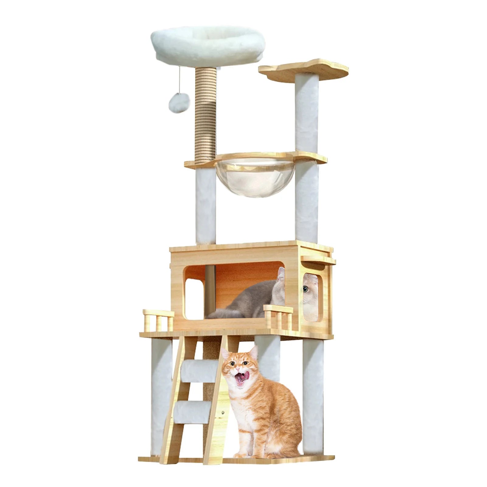 57.8 Inch Cat Tree Tower With Perch Condo and Scratch Posts