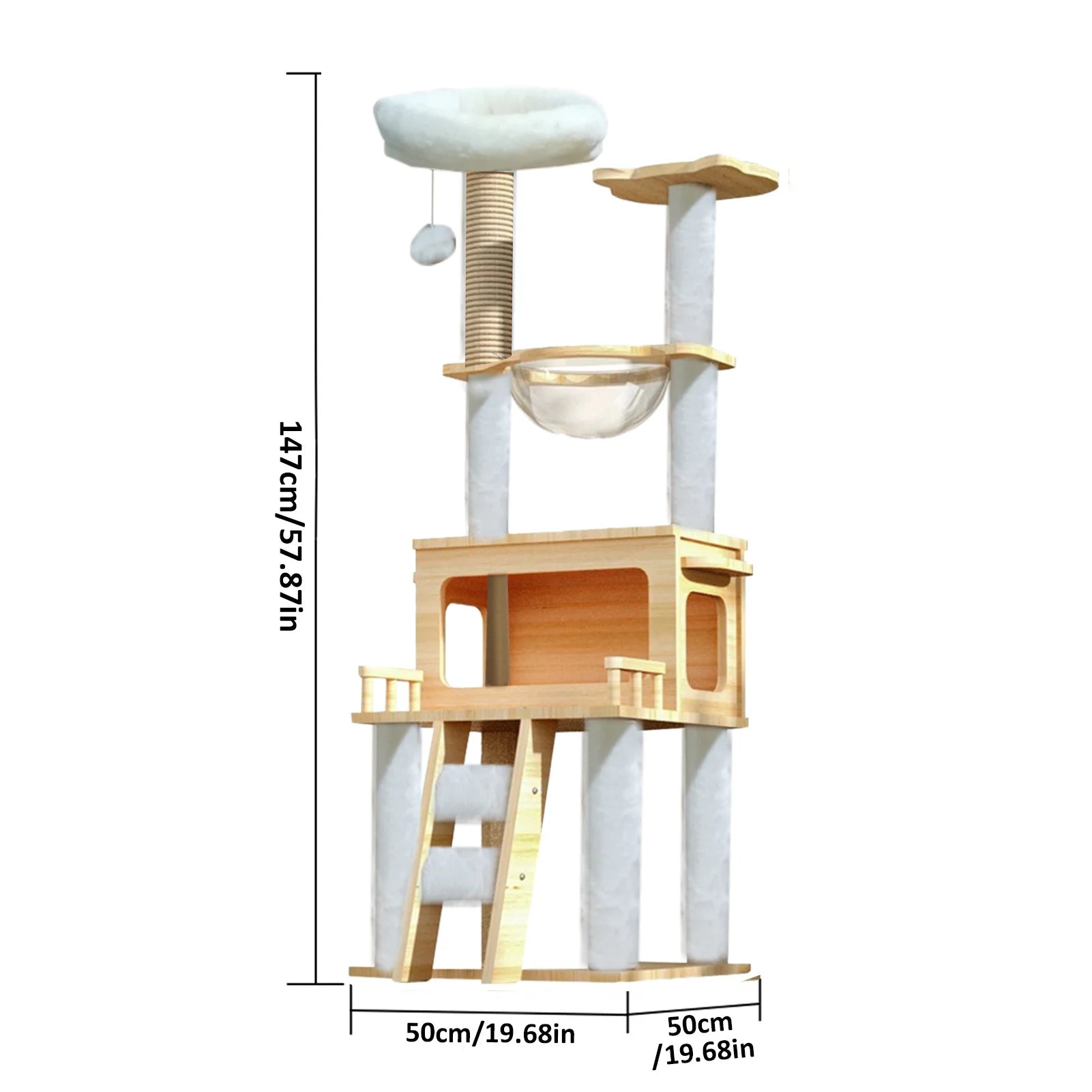 57.8 Inch Cat Tree Tower With Perch Condo and Scratch Posts