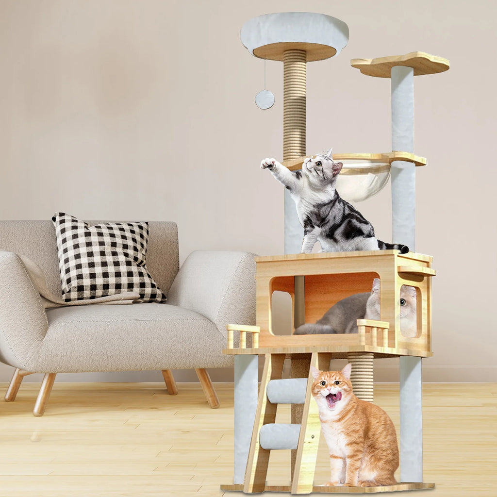 57.8 Inch Cat Tree Tower With Perch Condo and Scratch Posts