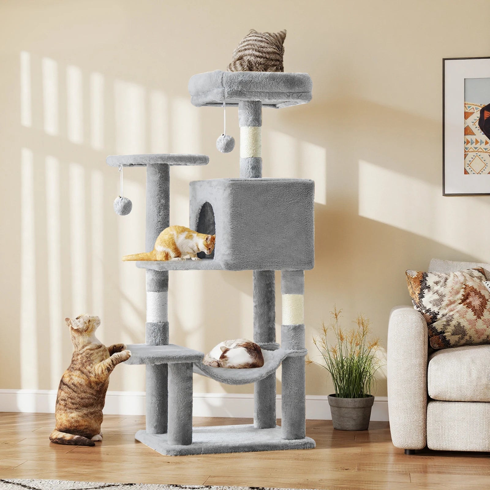 44in Cat Tree With Condo and Scratch Posts